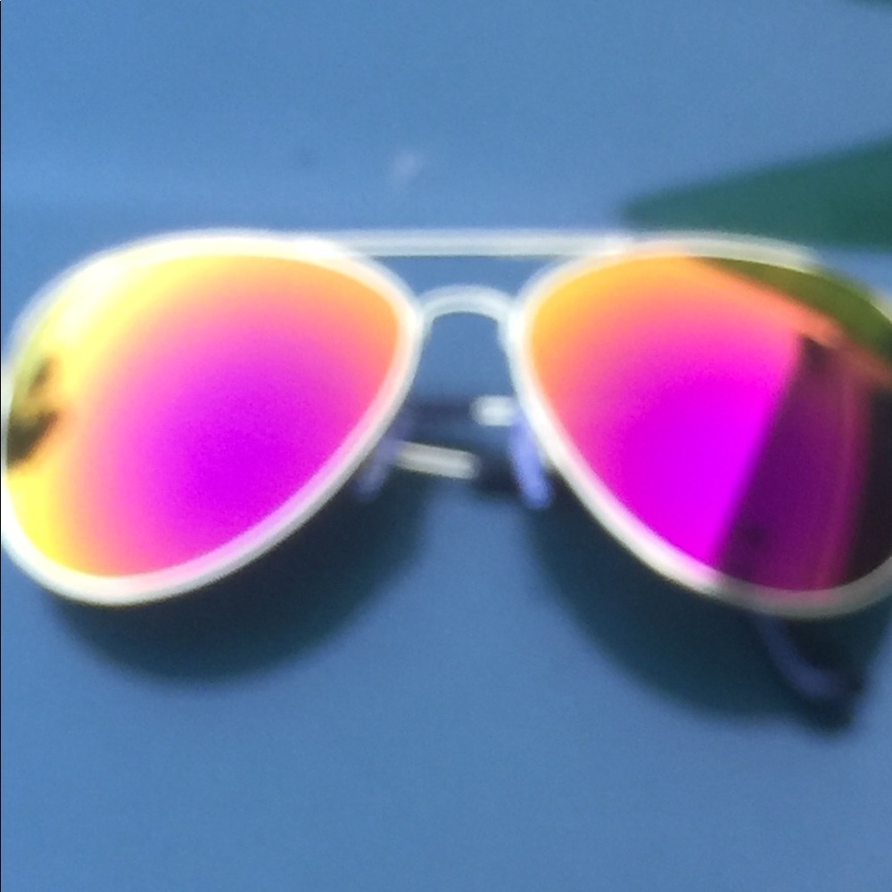 Gold Framed Aviators Pink/Orange Reflective Lenses